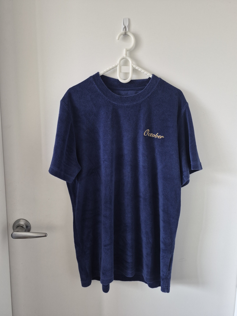 OVO Navy Short Sleeve T-Shirt with Gold "October" Embroidery